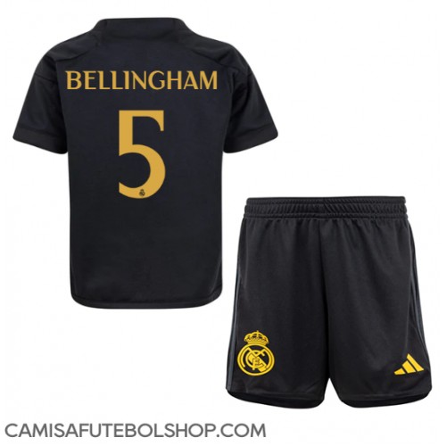 Camisa de time de futebol Real Madrid Jude Bellingham #5 Replicas 3º Equipamento Infantil 2023-24 Manga Curta (+ Calças curtas)